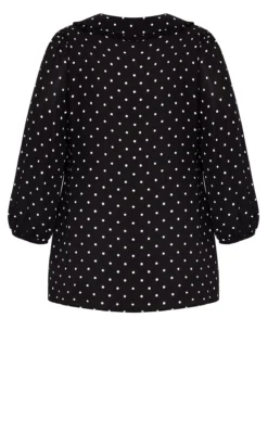 Evans Black Spot Collar Top -Bold Fit Store 211555PRINT 15