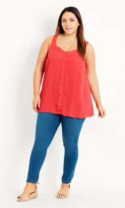 Evans Orange Button Through Vest