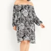 Evans Black & White Paisley Floral Print Bardot Dress