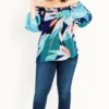 Evans Blue Tropical Bardot Top
