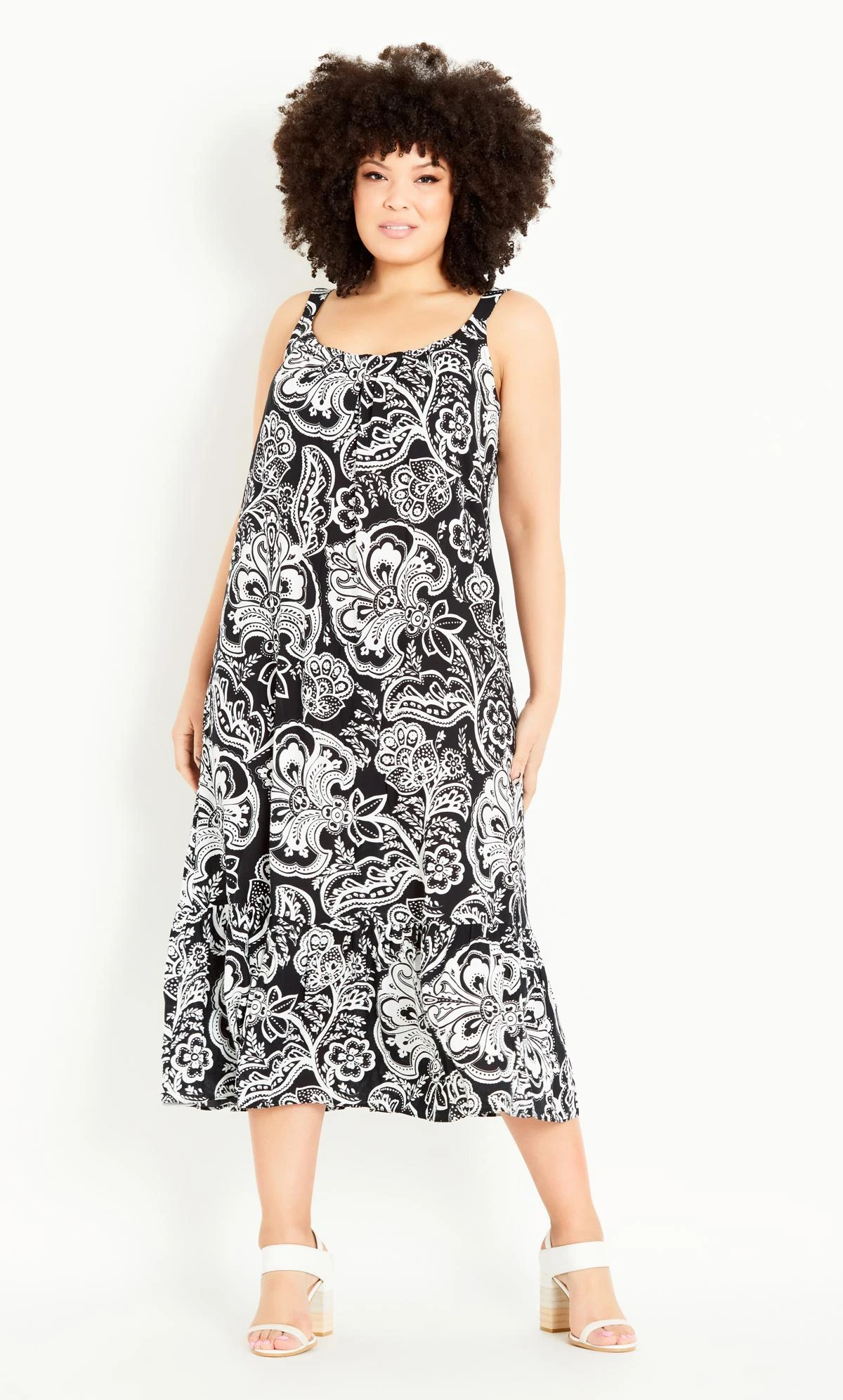 Evans Black & White Paisley Print Midi Dress 1 Evans Black & White Paisley Print Midi Dress