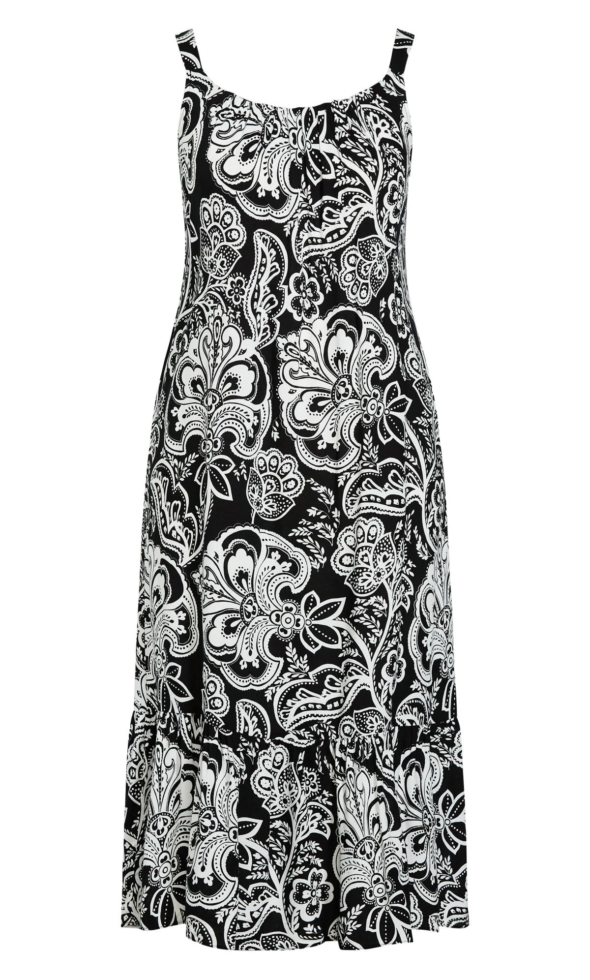 Evans Black & White Paisley Print Midi Dress 4 Evans Black & White Paisley Print Midi Dress - Image 4