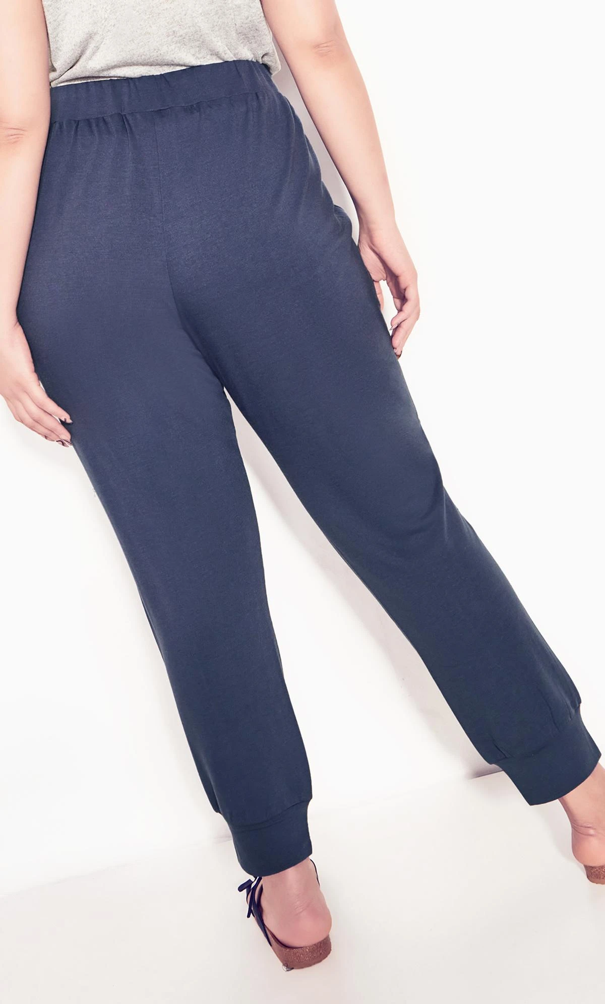 Avenue Navy Blue Pintuck Cuffed Joggers 5 Avenue Navy Blue Pintuck Cuffed Joggers - Image 5