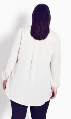 Avenue Ivory Ruffle Long Sleeve Blouse -Bold Fit Store 211718VANILLA 3