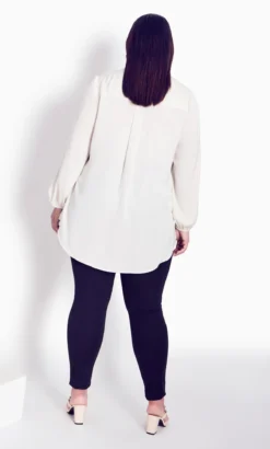 Avenue Ivory Ruffle Long Sleeve Blouse -Bold Fit Store 211718VANILLA 4