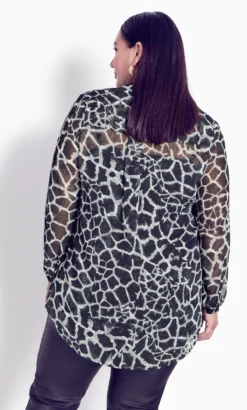 Avenue Arna York Black Vienna Ruffle Print Shirt -Bold Fit Store 211719BLACKANIMAL 3