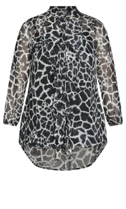 Avenue Arna York Black Vienna Ruffle Print Shirt -Bold Fit Store 211719BLACKANIMAL 5