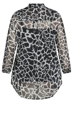 Avenue Arna York Black Vienna Ruffle Print Shirt -Bold Fit Store 211719BLACKANIMAL 6