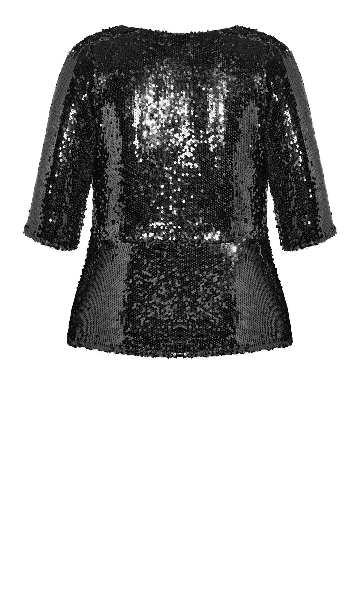 City Chic Black Sequin Puff Sleeve Peplum Top 5 City Chic Black Sequin Puff Sleeve Peplum Top - Image 5
