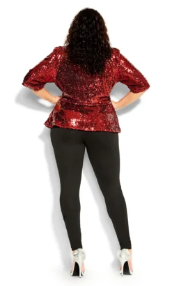 City Chic Red Sequin Peplum Top -Bold Fit Store 211816CRIMSON 4