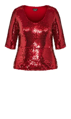 City Chic Red Sequin Peplum Top -Bold Fit Store 211816CRIMSON 5