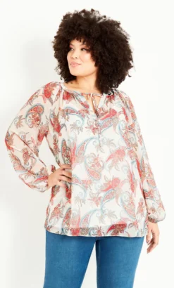 Evans White & Pink Boho Paisley Top -Bold Fit Store 211848MULTI 11
