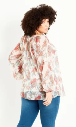 Evans White & Pink Boho Paisley Top -Bold Fit Store 211848MULTI 2