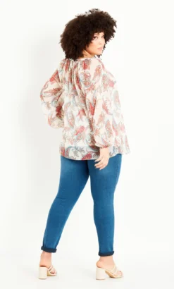 Evans White & Pink Boho Paisley Top -Bold Fit Store 211848MULTI 4