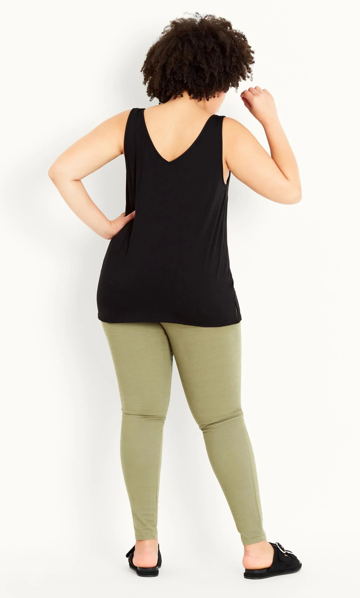 Evans Black Frill Neckline Vest Top 3 Evans Black Frill Neckline Vest Top - Image 3