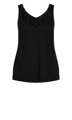 Evans Black Frill Neckline Vest Top 8 Evans Black Frill Neckline Vest Top -Bold Fit Store 211854BLACK 4