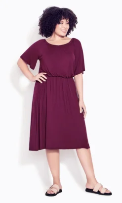 Evans Purple Plain Bardot Dress