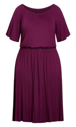 Evans Purple Plain Bardot Dress -Bold Fit Store 211876SPOT 3
