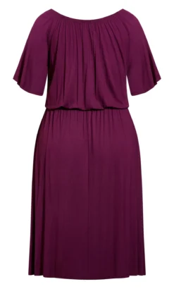 Evans Purple Plain Bardot Dress -Bold Fit Store 211876SPOT 4