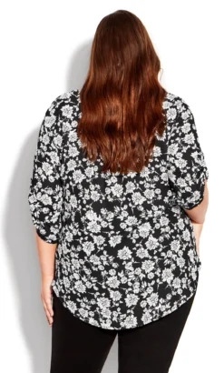 Avenue Black Eastbrook Print Top -Bold Fit Store 211912MONOSTENCILFLORA 4