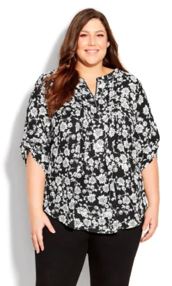 Avenue Black Eastbrook Print Top -Bold Fit Store 211912MONOSTENCILFLORA 6
