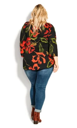 Avenue Black & Red Floral Trim Top -Bold Fit Store 211940PAGODA 4