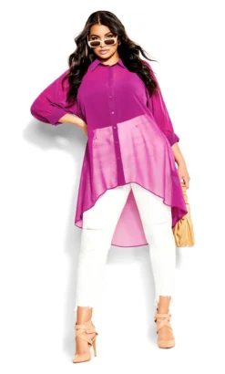 City Chic Pink Surprise Back Shirt