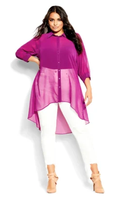 City Chic Pink Surprise Back Shirt -Bold Fit Store 211988MAGENTA 3