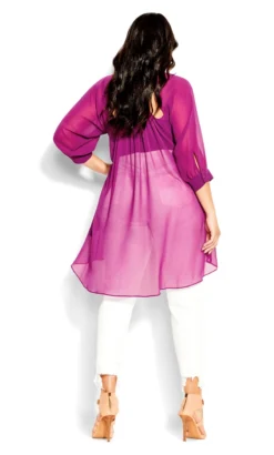 City Chic Pink Surprise Back Shirt -Bold Fit Store 211988MAGENTA 4