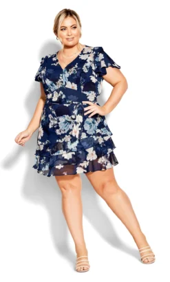 City Chic Navy Shy Floral Dress