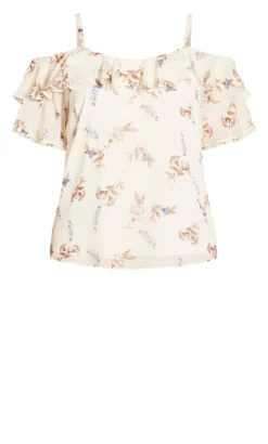 City Chic Cream Juliet Floral Top -Bold Fit Store 212030PEARLJULIETFL 6