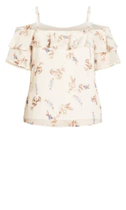 City Chic Cream Juliet Floral Top -Bold Fit Store 212030PEARLJULIETFL 7