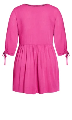 City Chic Pink Sunset Embroidered Dress -Bold Fit Store 212045FUCHSIA 5