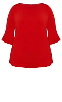 Avenue Red Flare Sleeve Blouse -Bold Fit Store 212178RUBYRED 5