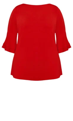 Avenue Red Flare Sleeve Blouse -Bold Fit Store 212178RUBYRED 6