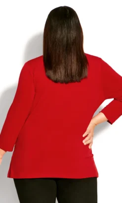 Avenue Bright Red Long Sleeve Wrap Top -Bold Fit Store 212185RUBYRED 3