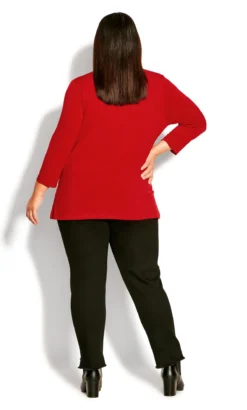 Avenue Bright Red Long Sleeve Wrap Top -Bold Fit Store 212185RUBYRED 4
