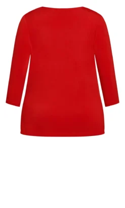 Avenue Bright Red Long Sleeve Wrap Top -Bold Fit Store 212185RUBYRED 6