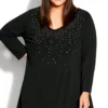 Avenue Black Sequin Knit Top