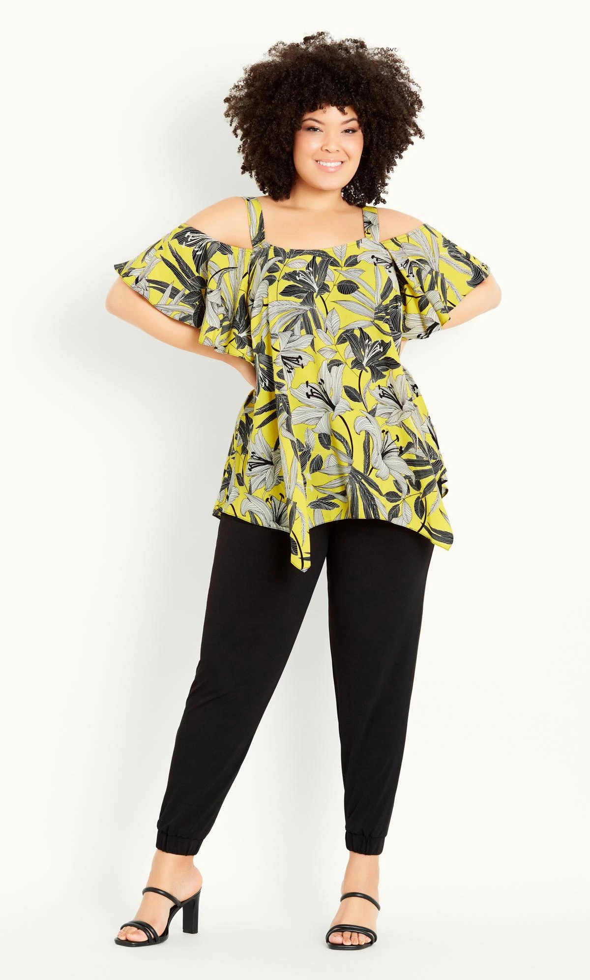 Evans Yellow Cold Shoulder Top 1 Evans Yellow Cold Shoulder Top