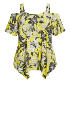 Evans Yellow Cold Shoulder Top 11 Evans Yellow Cold Shoulder Top -Bold Fit Store 212263YELLOW 5