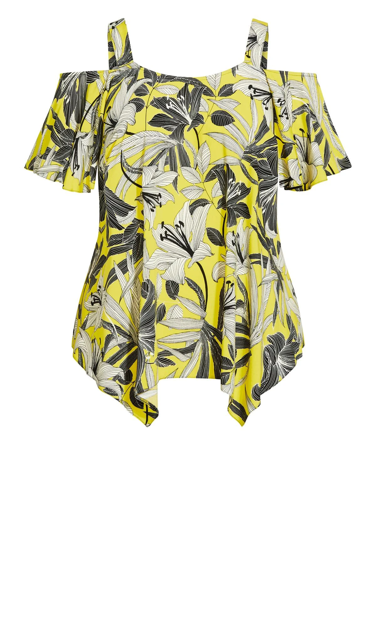 Evans Yellow Cold Shoulder Top 5 Evans Yellow Cold Shoulder Top - Image 5