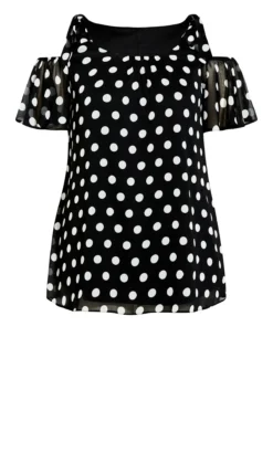 Evans Black Spot Cold Shoulder Top 12 Evans Black Spot Cold Shoulder Top -Bold Fit Store 212272WHTBLK 6