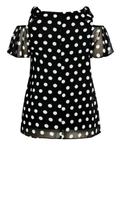Evans Black Spot Cold Shoulder Top 13 Evans Black Spot Cold Shoulder Top -Bold Fit Store 212272WHTBLK 7