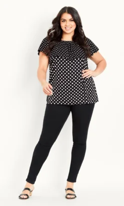 Evans Black Spotted Top
