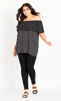 Evans Black Spotted Top -Bold Fit Store 212273PRINT 4