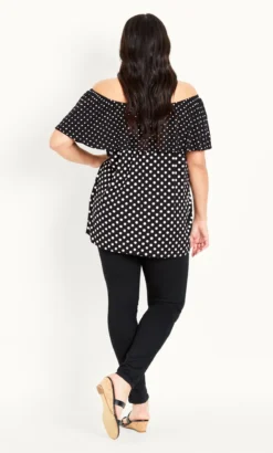 Evans Black Spotted Top -Bold Fit Store 212273PRINT 5