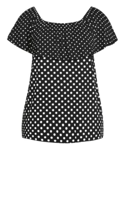 Evans Black Spotted Top -Bold Fit Store 212273PRINT 6