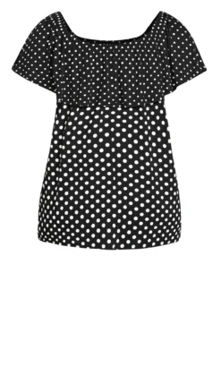 Evans Black Spotted Top -Bold Fit Store 212273PRINT 7