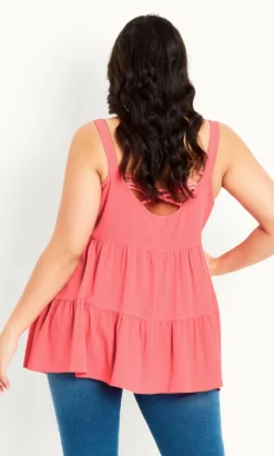 Evans Pink Strappy Tiered Top -Bold Fit Store 212275PINK 2